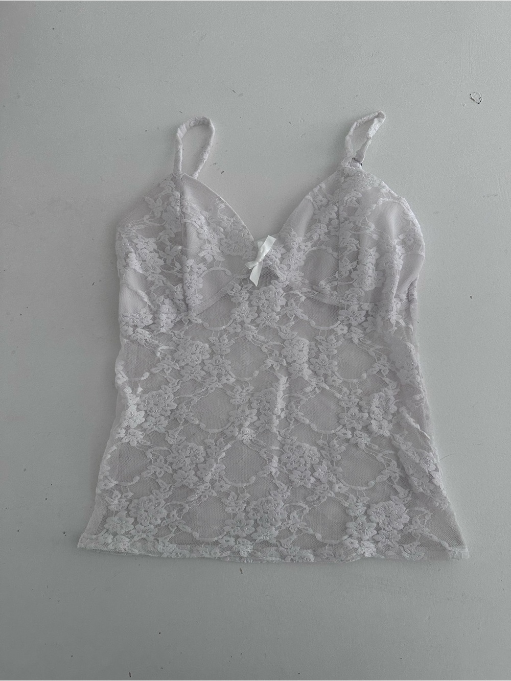 Artless Forever Lace Tank Top. features sheer floral lace XS white